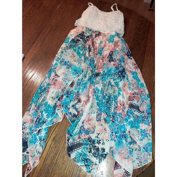 Medium Almost Famous Sleeveless Lace Top Floral Open Back Sundress Sunmer Dress - Picture 1 of 5